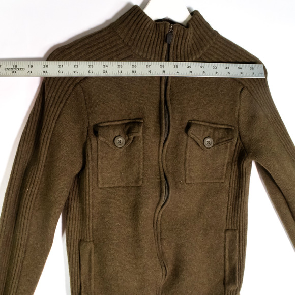 Massif Green Sweater Cardigan Full Zip Up Wool Men's Size S/34 - Picture 10 of 13
